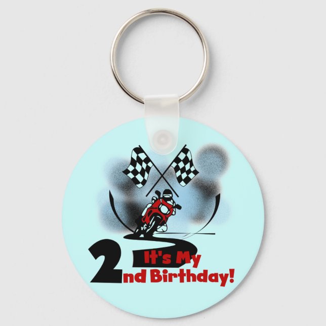 Motorcycle Racing 2nd Birthday Tshirts and Gifts Keychain (Front)