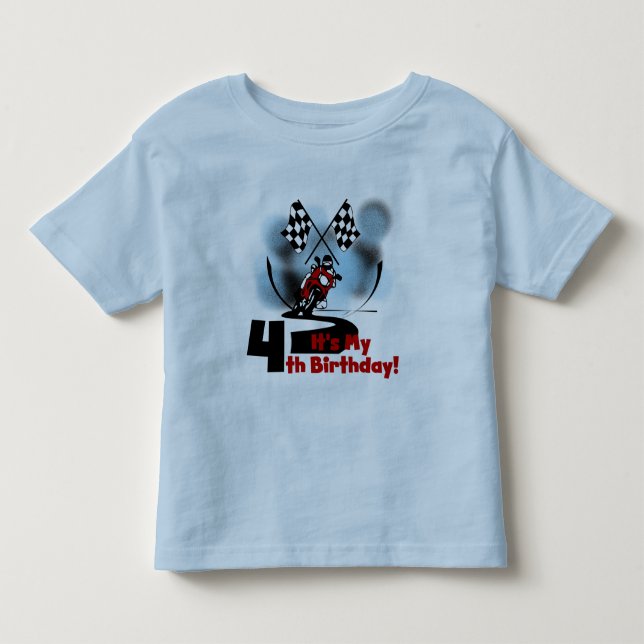Motorcycle Racing 4th Birthday Tshirts (Front)