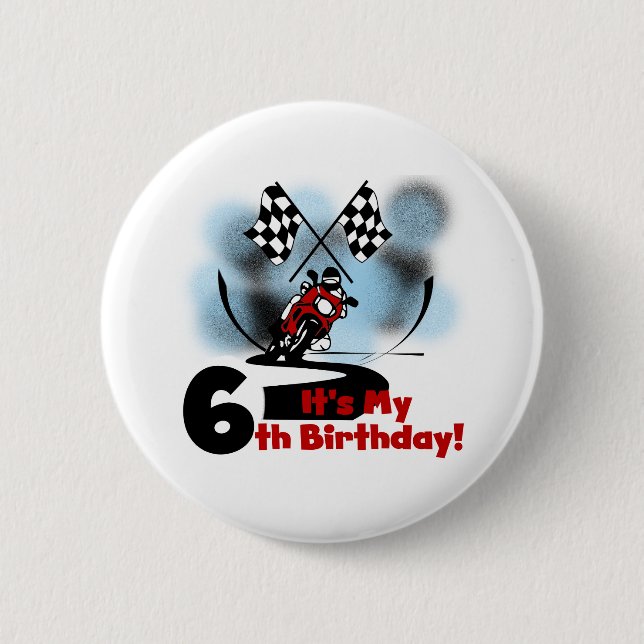 Motorcycle Racing 6th Birthday 2 Inch Round Button (Front)