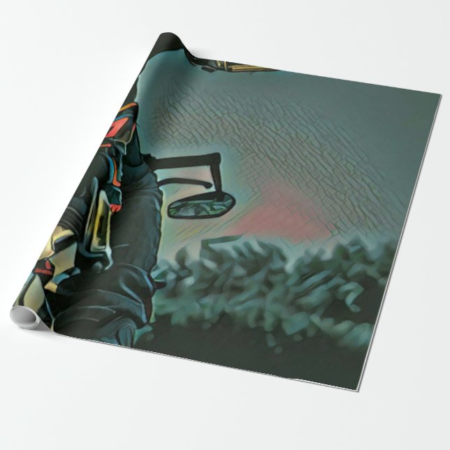 motorcycle racing lover gift wrapping paper (Unrolled)