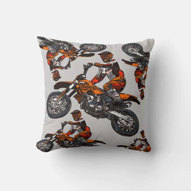 Motorcycle racing throw pillow (Front)