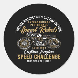 Motorcycle Rebel Classic Round Sticker