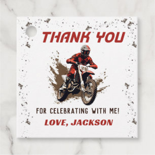 Motorcycle Red Dirt Bike Birthday Favour Tags
