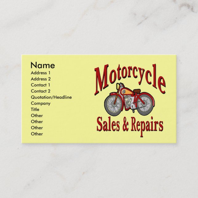 Motorcycle Repairs, Business Card (Front)