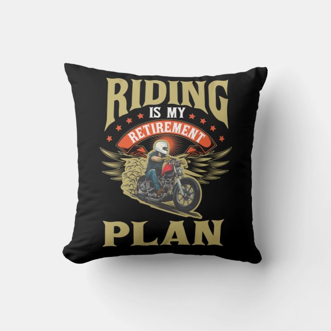 Motorcycle Retirement Gift for Old Biker Father Throw Pillow (Front)