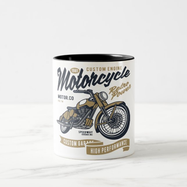 motorcycle retro power Two-Tone coffee mug (Center)