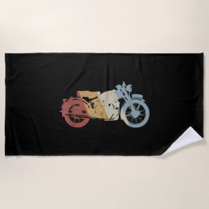 Motorcycle Retro Style Vintage Beach Towel