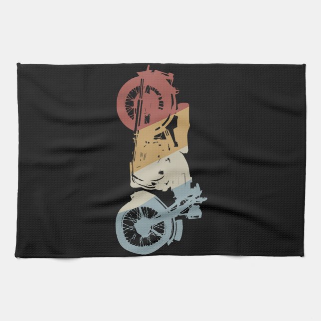 Motorcycle Retro Style Vintage Kitchen Towel (Horizontal)