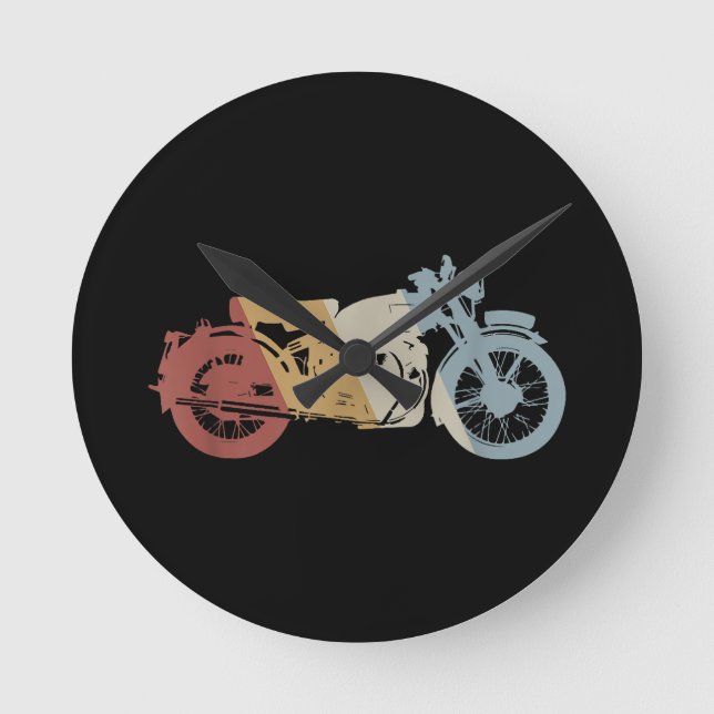 Motorcycle Retro Style Vintage Round Clock (Front)