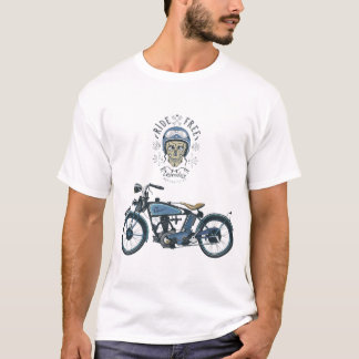 motorcycle rider and old motorbike, colour T-Shirt