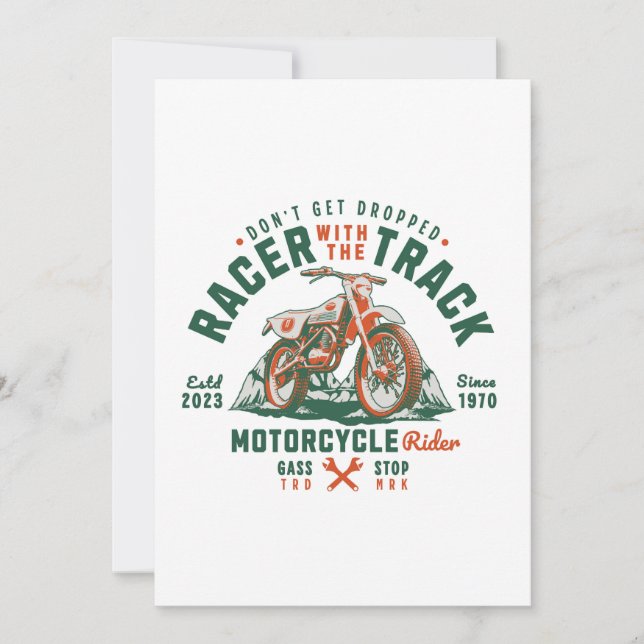  Motorcycle Rider - Racer With The Track Holiday Card (Front)