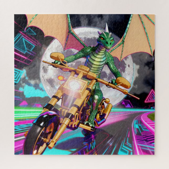 Motorcycle Riding Dragon Jigsaw Puzzle (Vertical)