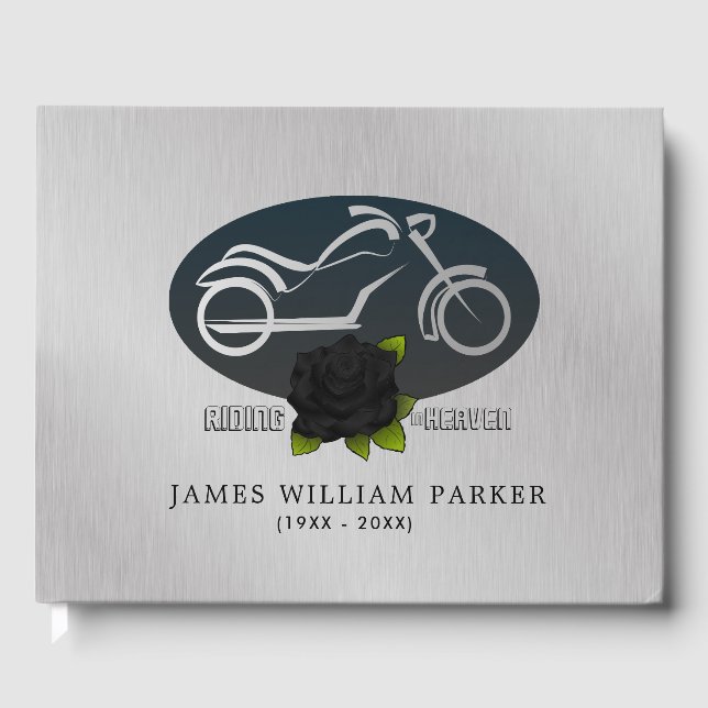 Motorcycle Riding in Heaven Funeral Guestbook (Front)