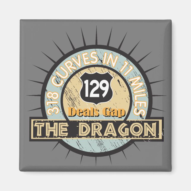 Motorcycle Road The Dragon in Deals Gap Magnet (Front)