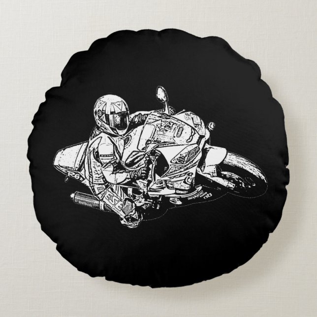 Motorcycle   round pillow (Front)