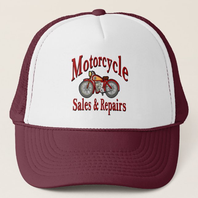 Motorcycle Sales and Repairs Trucker Hat (Front)