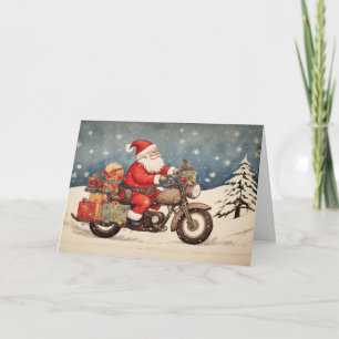 Motorcycle Santa Christmas Card