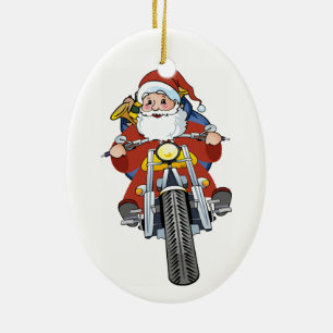 Motorcycle Santa Christmas Tree Ornament