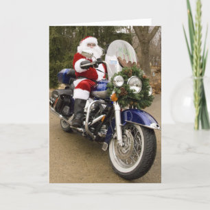 Motorcycle Santa Holiday Card