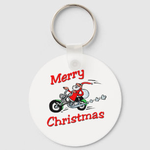 Motorcycle Santa Keychain