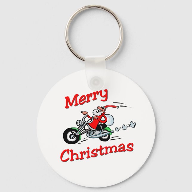 Motorcycle Santa Keychain (Front)