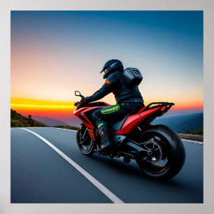 Motorcycle Scenic Route View For Riders And Travel Poster