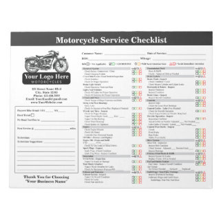 Motorcycle Service Checklist 8.5x11 Landscape Notepad