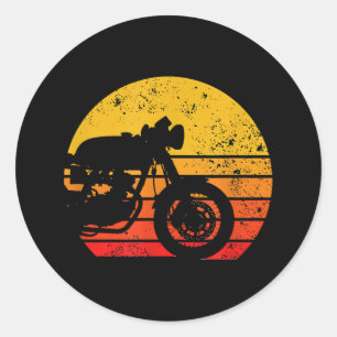 Motorcycle Shirt Vintage Retro T-Shirt for Cafe Ra Classic Round Sticker
