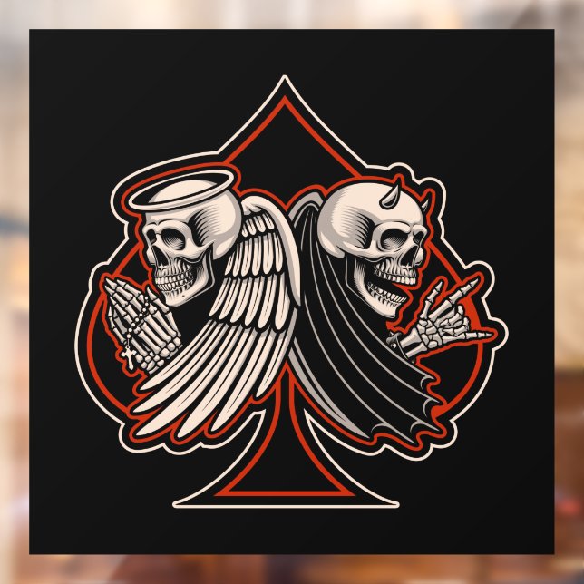 Motorcycle Shop Angel n Devil Ace of Spades  Window Cling (Sheet 2)
