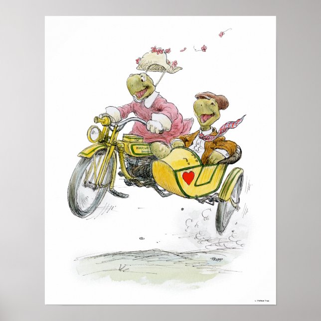 Motorcycle Sidecar Turtles Print (Front)