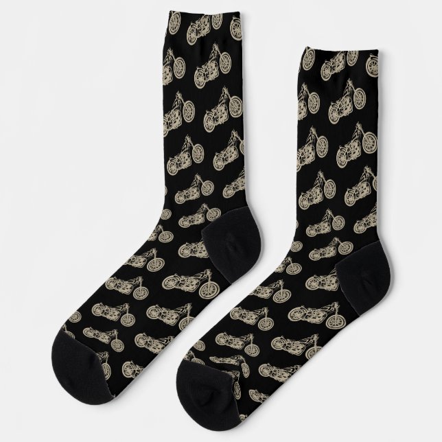 Motorcycle Silhouette Biker Pattern Socks (Left)
