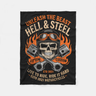 Motorcycle Skull And Ston Crossbones For Men Biker Fleece Blanket