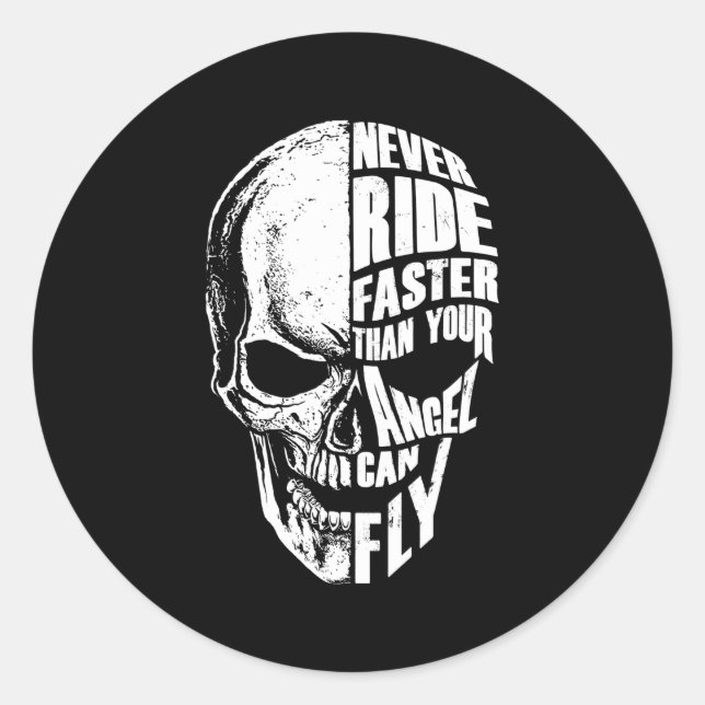 Motorcycle Skull For Classic Round Sticker (Front)