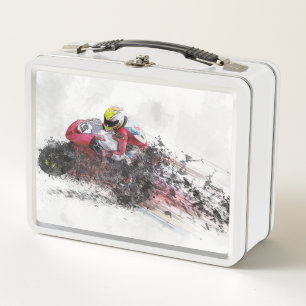 Motorcycle Speed Helmet Metal Lunch Box