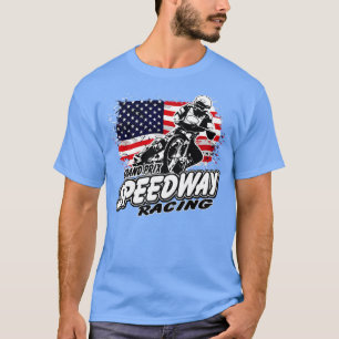 Motorcycle Speedway American Flag  Flat rack Race  T-Shirt