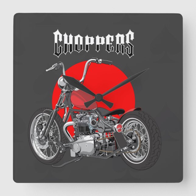 Motorcycle Square Wall Clock (Front)