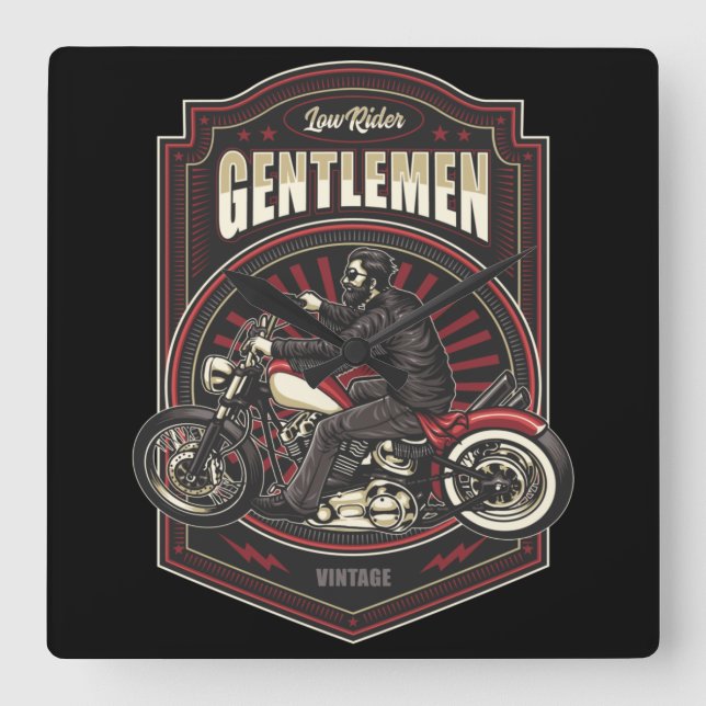 Motorcycle Square Wall Clock (Front)