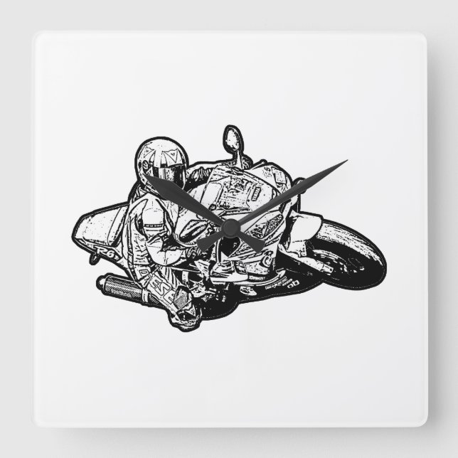 Motorcycle     square wall clock (Front)