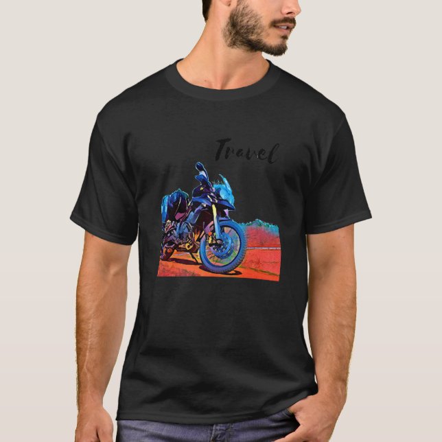 Motorcycle Travel Adventure Bike T-Shirt (Front)