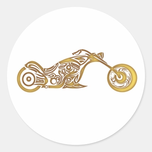 Motorcycle tribal - Choose background colour Classic Round Sticker (Front)