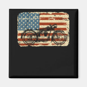 Motorcycle USA Flag patriotic vintage July 4th Magnet
