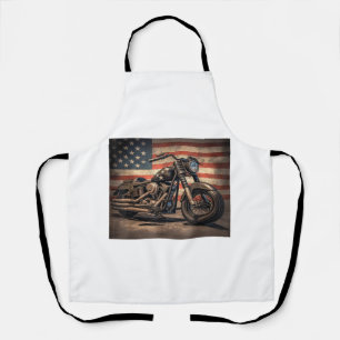 Motorcycle USA Flag Retro Biker Apron