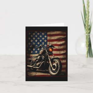 Motorcycle Usa Flag Retro Biker Card