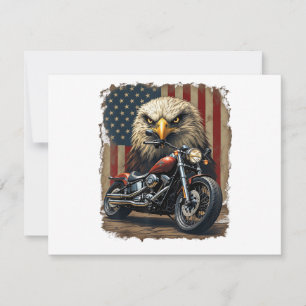 Motorcycle USA Flag Retro Biker Chopper Holiday Card
