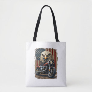 Motorcycle USA Flag Retro Biker Chopper Tote Bag