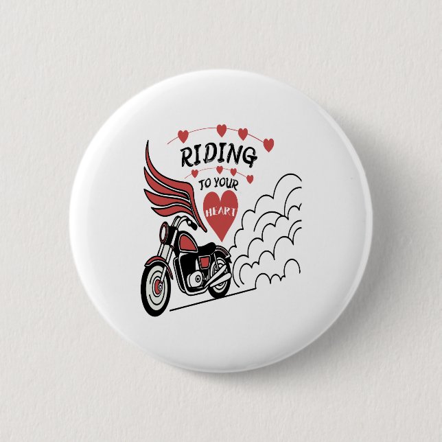 Motorcycle Valentine 2 Inch Round Button (Front)