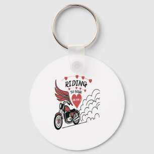 Motorcycle Valentine Keychain