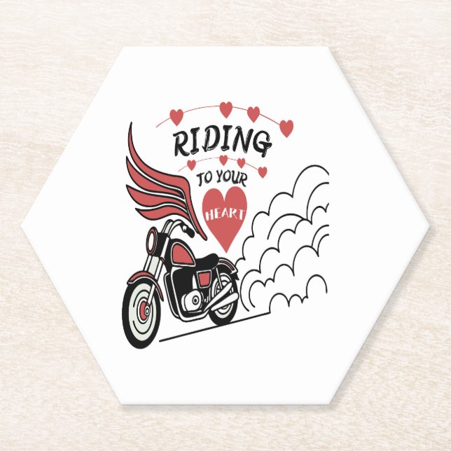 Motorcycle Valentine Paper Coaster (Front)