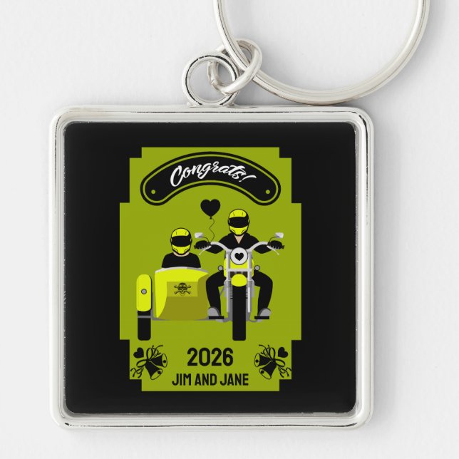 Motorcycle Wedding Gifts For Couple Keychain (Front)