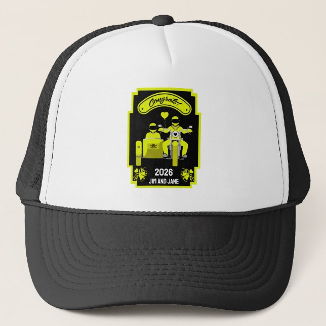 Motorcycle Wedding Gifts For Couple Trucker Hat (Front)